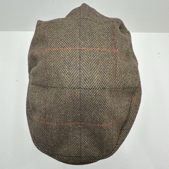 Stetson Harris Tweed Wool Blend Plaid Newsboy Hat Flat Old Man Cap Size Large - Picture 1 of 11
